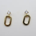 ARETES OVAL Y PUNTO ZIRCONIA GOLD