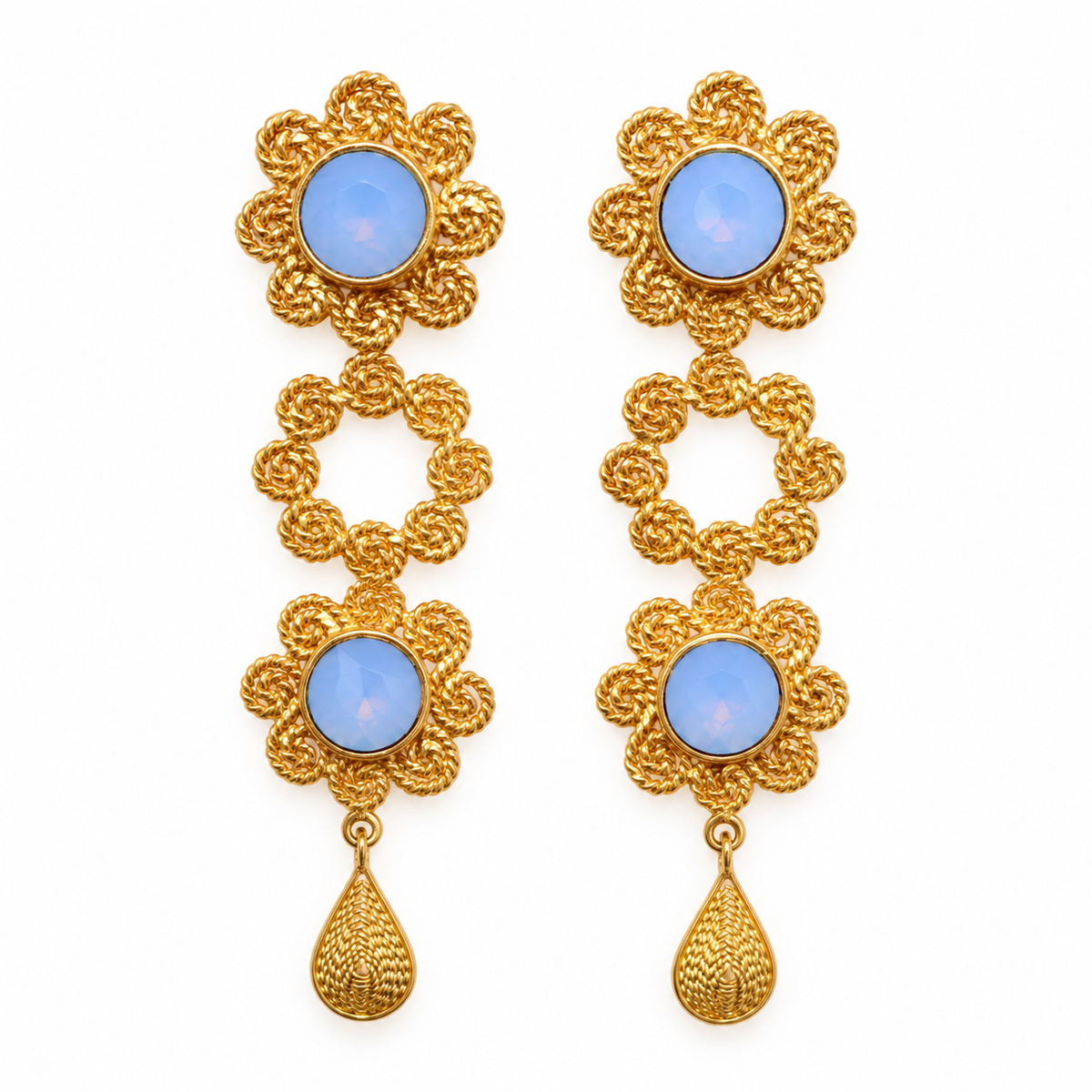 ARETES DULCINEA FLOWER EARRINGS AZUL