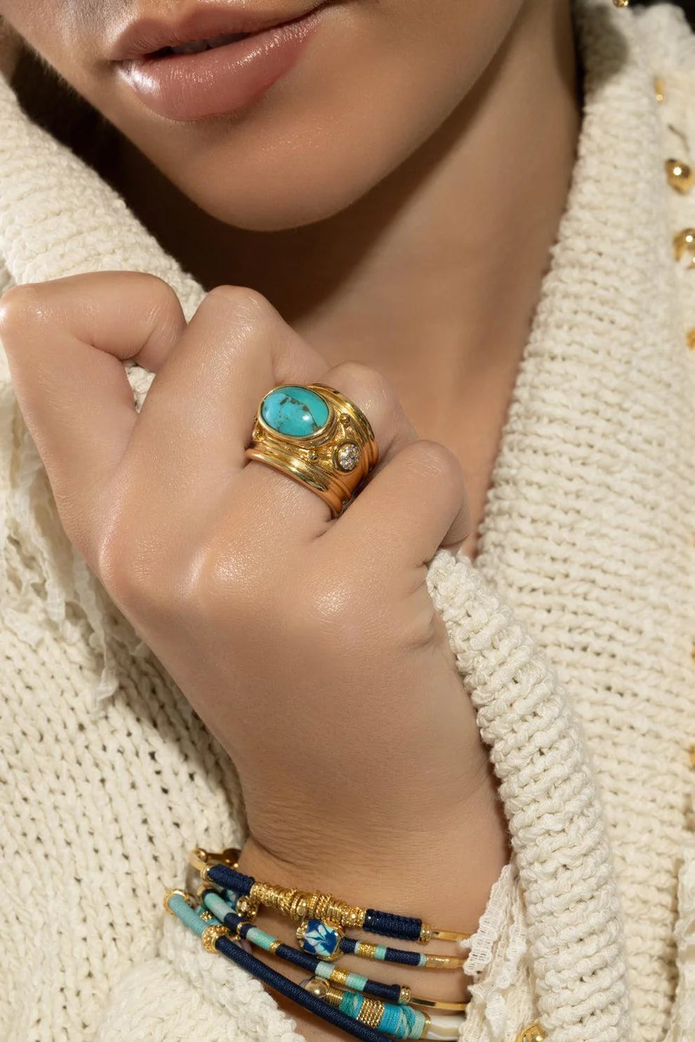 ANILLO SIMONE TURQUESA -CLEAR