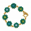 PULSERA 5 FLORES CON CRISTAL VERDE