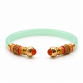 BRAZALETE SARI VERDE TRASPARENTE Y CUARZO NARANJA