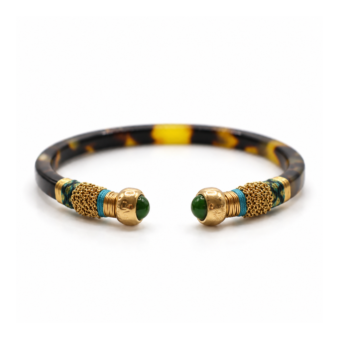 BRAZALETE SARI CAREY CON HILO GOLD -CUARZO VERDE
