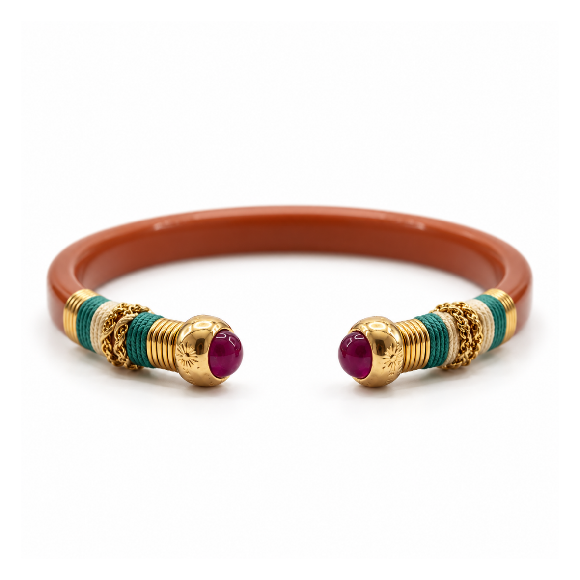 BRAZALETE SARI NARANJA QUEMADO - ROSA FUCSIA