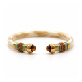 BRAZALETE SARI IVORY CON HILO VERDE -OJO TIGRE