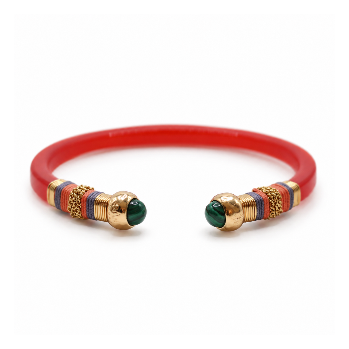 BRAZALETE SARI ROSA -CUARZO MALAQUITA CON HILO NEON