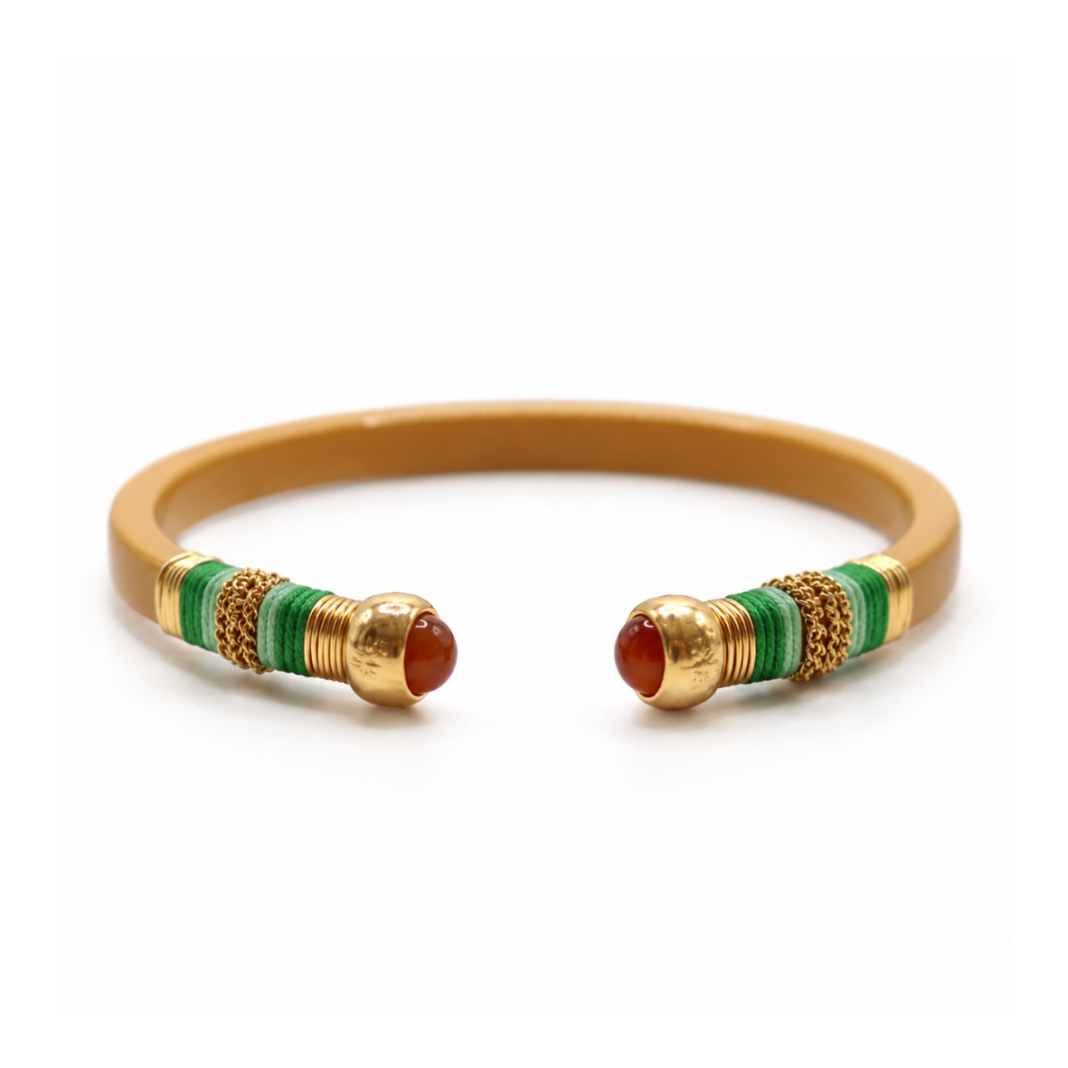 BRAZALETE SARI MOSTAZA -CUARZO CAFE HILO VERDE