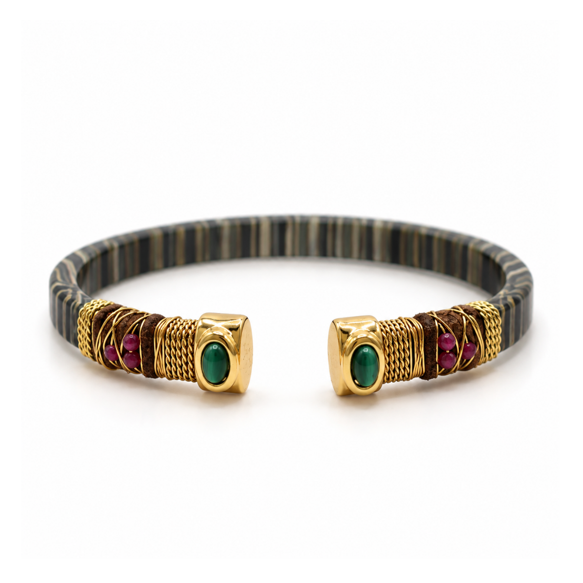 BRAZALETE SARINA TIE DYE NEGRA -CUARZO VERDE