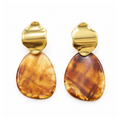 ARETE COLGANTE DE GOTA MARMOLEADA OJO DE TIGRE