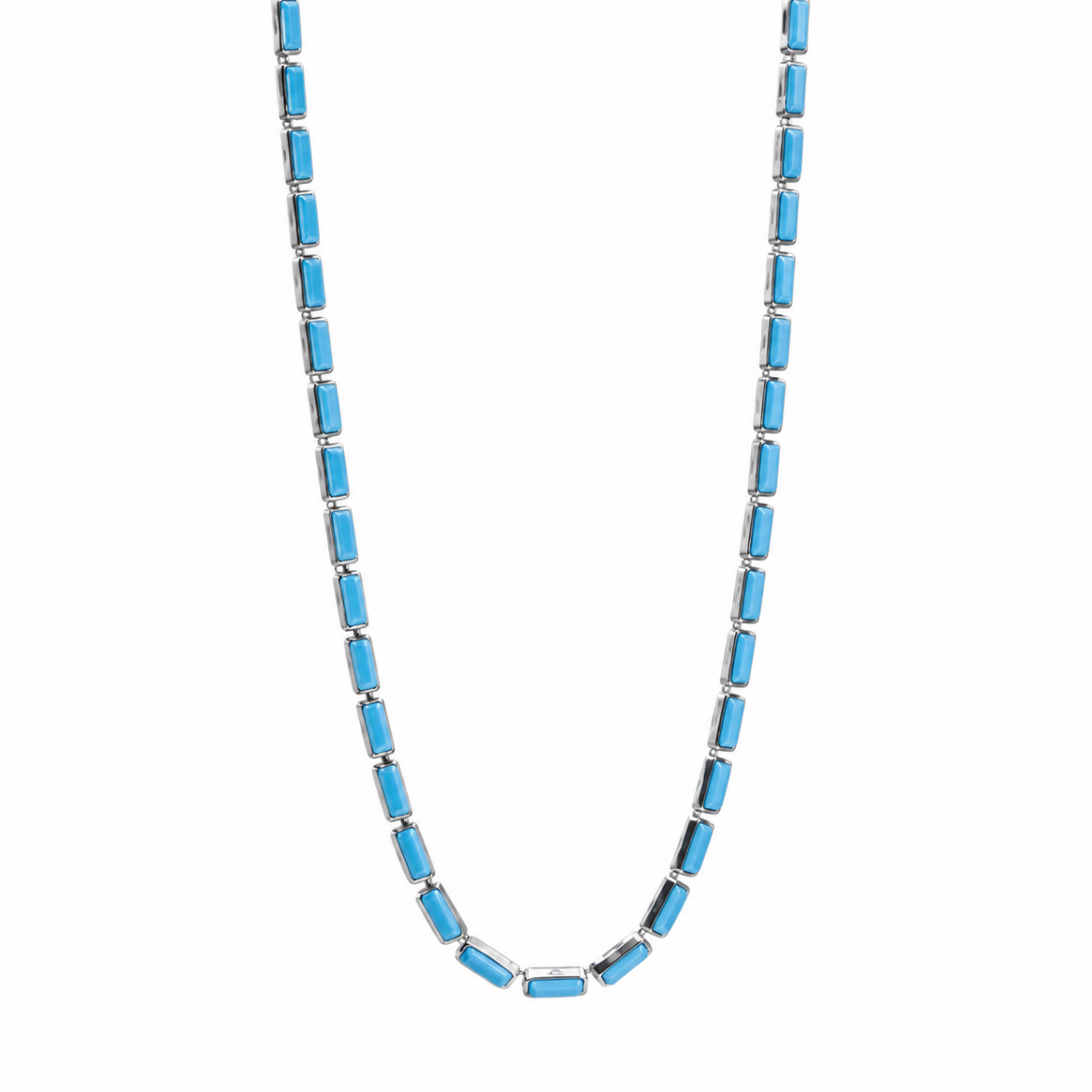 COLLAR BAGUETTE TURQUESA SILVER