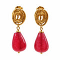 ARETE CARACOL GOLD COLGANTE ROJO