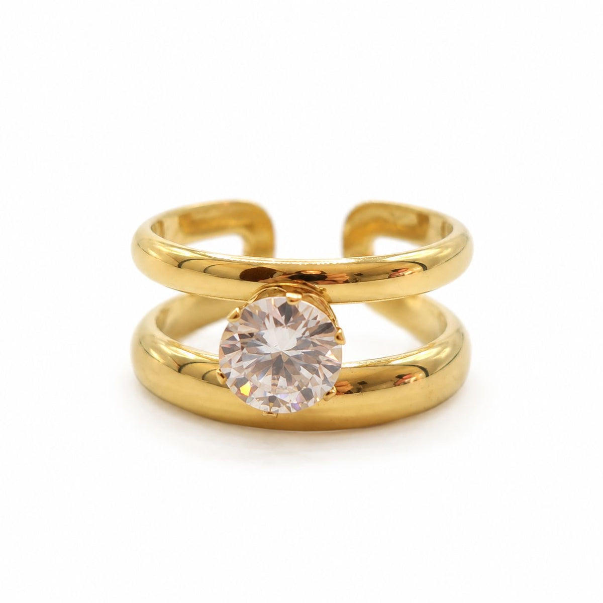 ANILLO DOBLE LINEA CON ZIRCONIA CLEAR