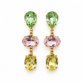 ARETES TRIPLE OVAL DROP GOTA VERDE