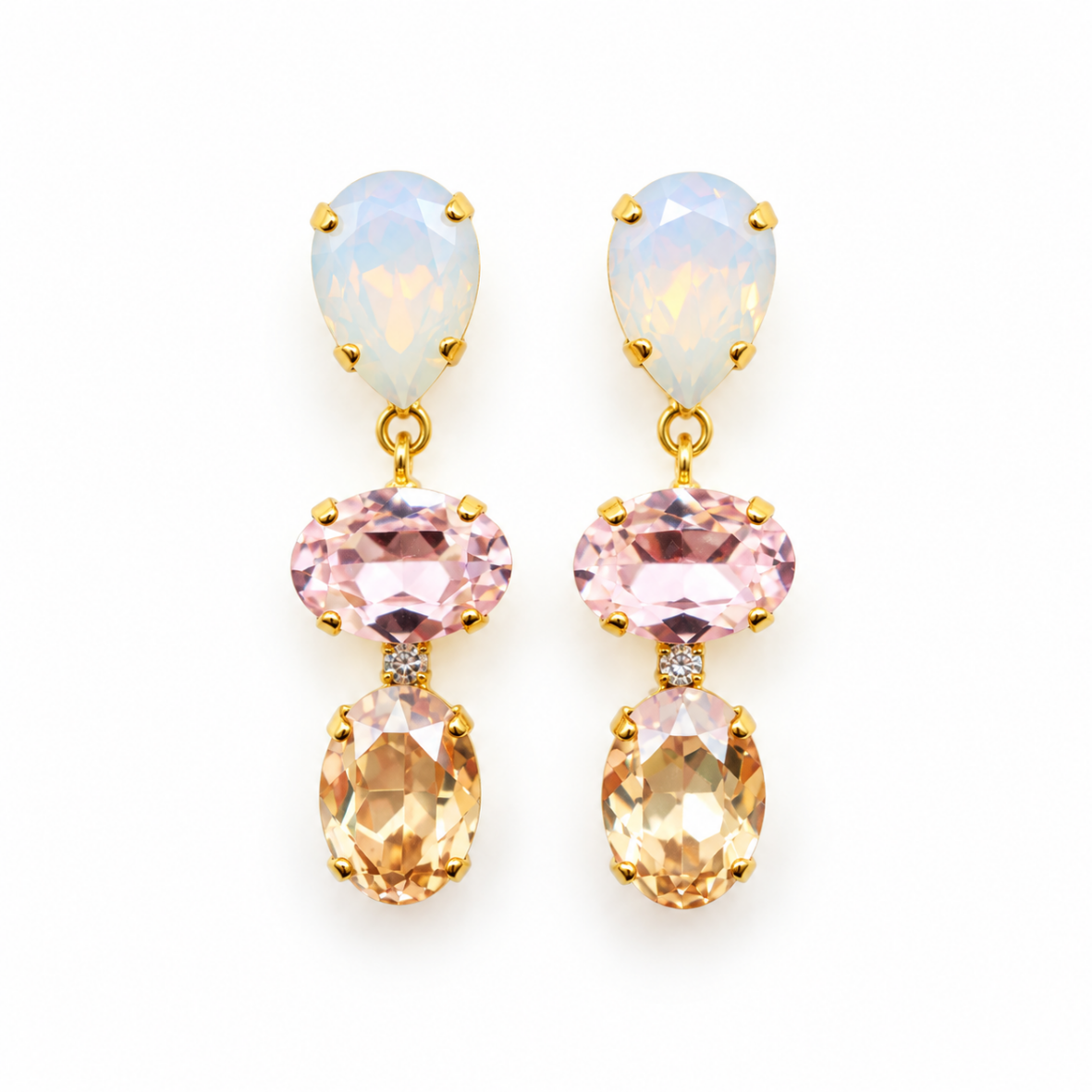 ARETES ROC OVAL  GOTA OPAL, ROSA & DORADO