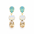 ARETES ROC OVAL GOTA MENTA, OPAL & DORADO