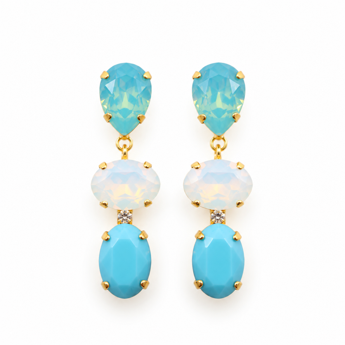 ARETES ROC OVAL GOTA MENTA, OPAL & TURQUESA