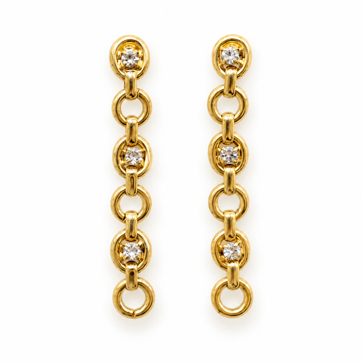 ARETES ESLABON LARGO CON CRISTAL