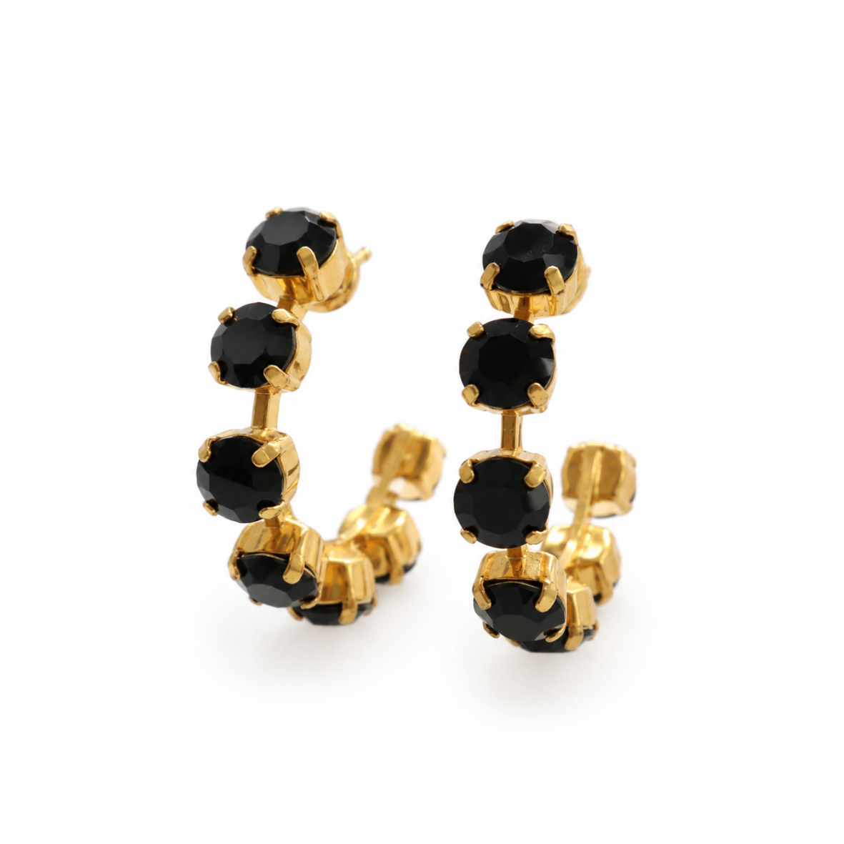 CRYSTAL HOOPS BLACK CRYSTAL