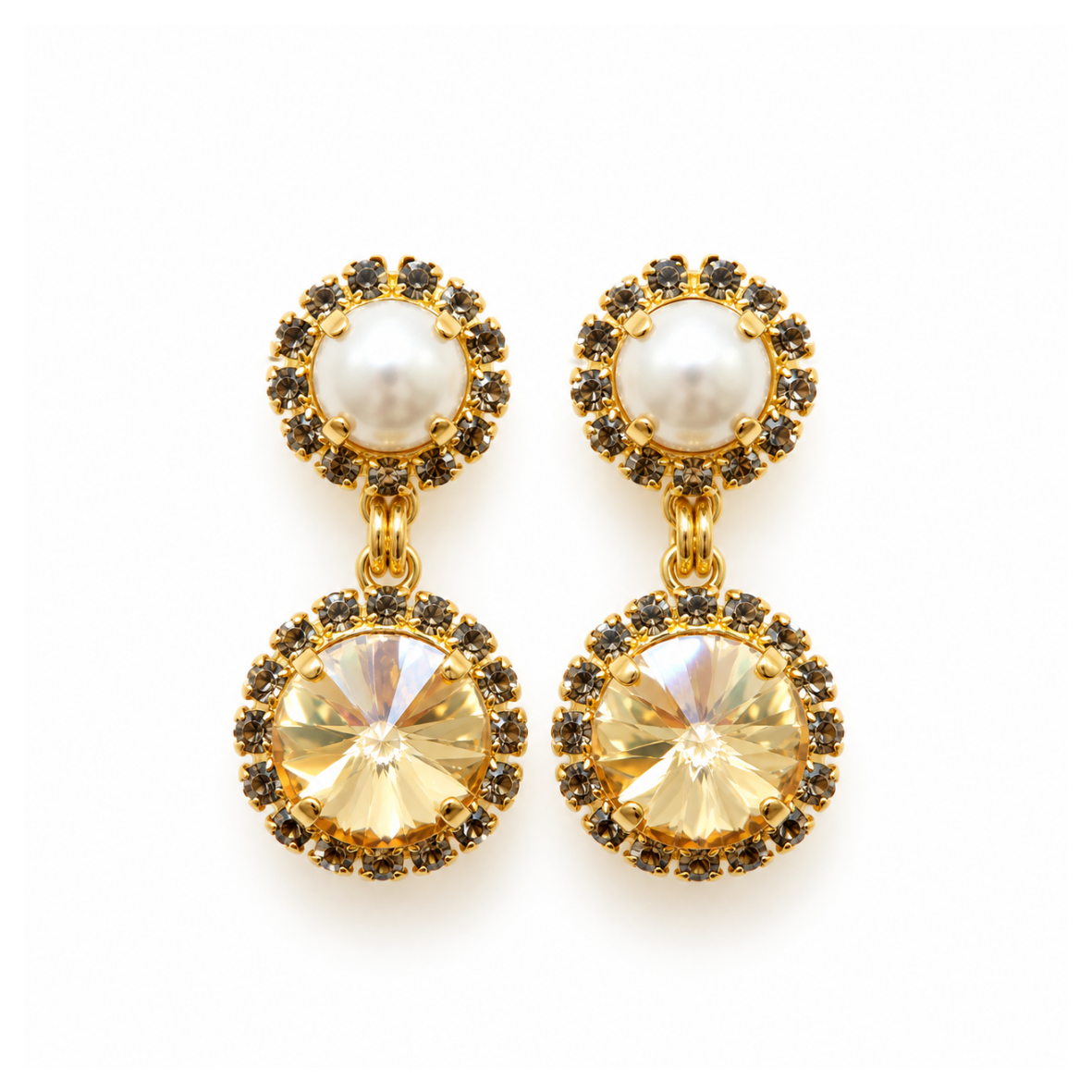 ARETE RIVOLI BEIGE TORNASOL Y PERLA -G