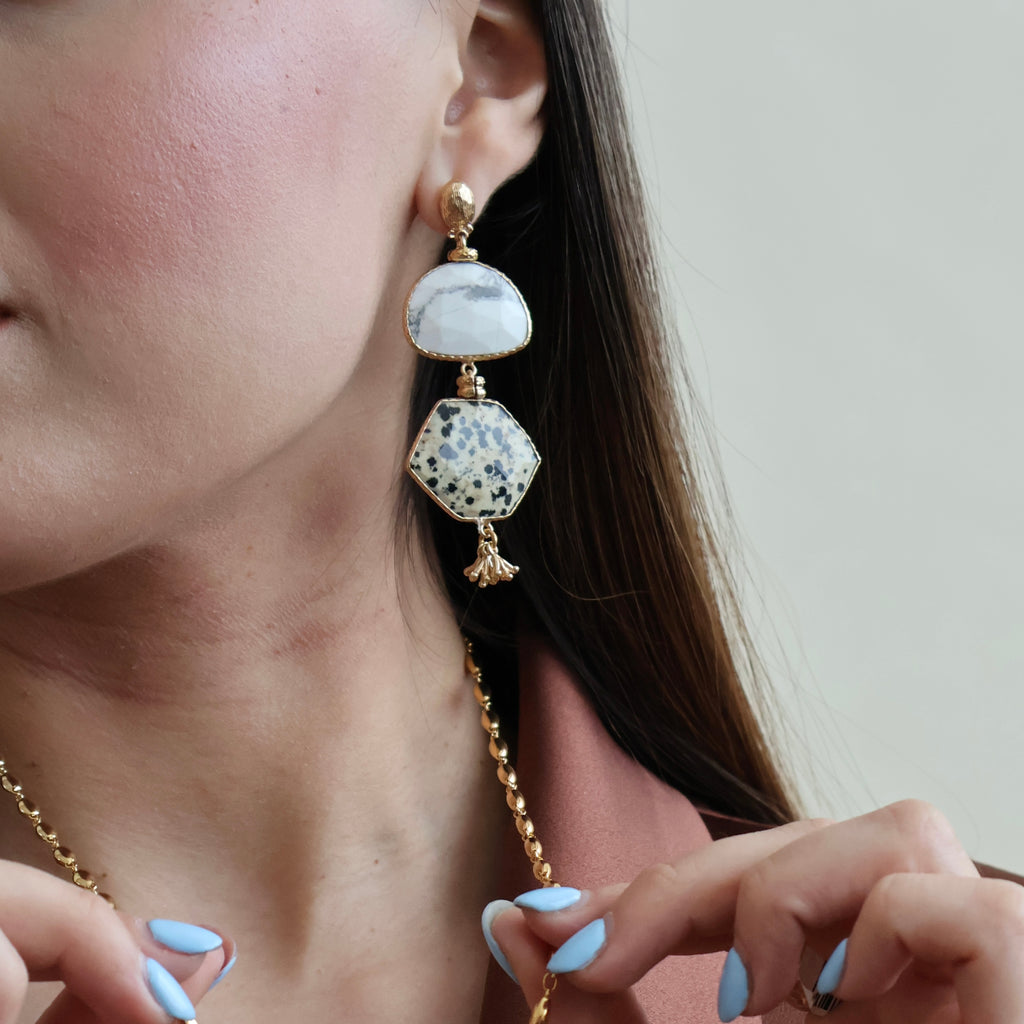 ARETES SILENZA DALMATIAN JASPER