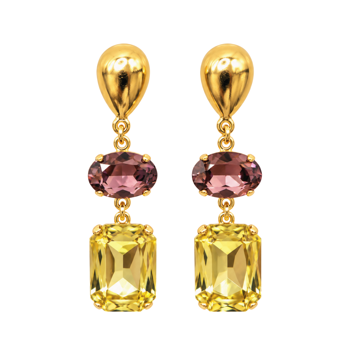 ARETES TEARDROP LONG MORADO