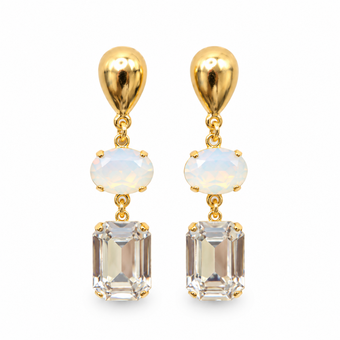 ARETES TEARDROP LONG CLEAR