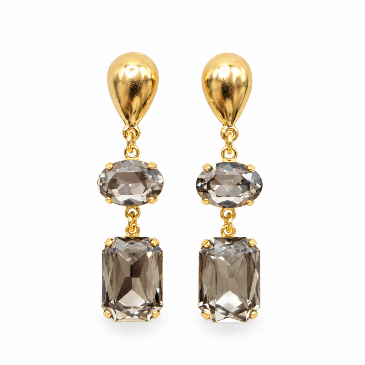 ARETES TEARDROP LONG GRAY