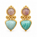 ARETES COLORADO CUARZO ROSA & AVENTURINA VERDE