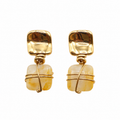 ARETES RAINBOW SQUARE CUARZO AMARILLO