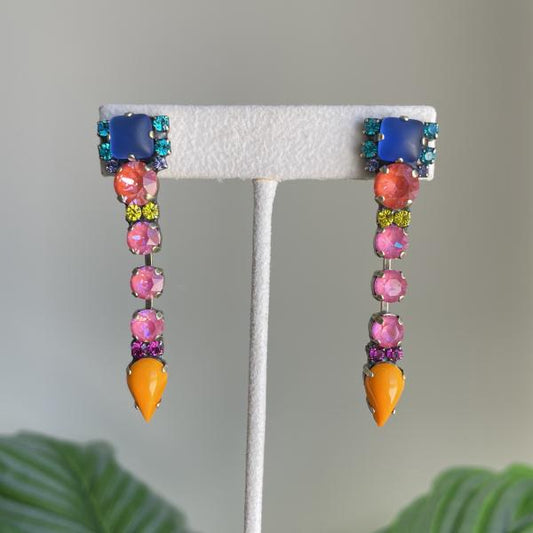 ARETES LIA AZUL REY Y NARANJA