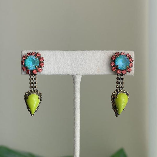 ARETES VENUS AZUL Y VERDE LIMA