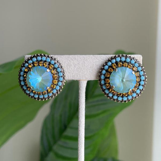 ARETES CLEOPATRA CRISTAL AZUL AMBAR