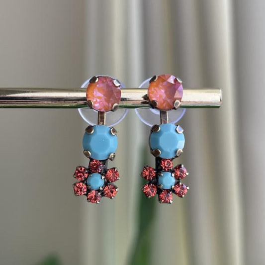 ARETES DALIA ROSA TURQUESA