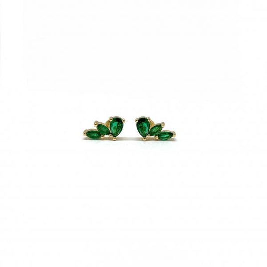 ARETES 3 GOTITAS CRISTAL VERDE