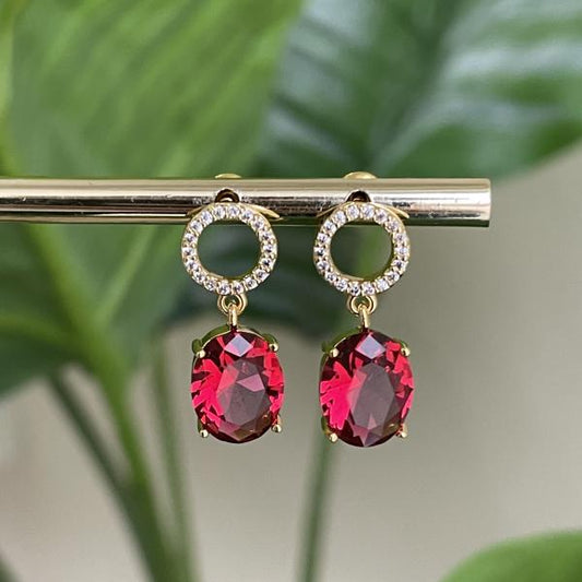 ARETES MILYE CRISTAL ROJO