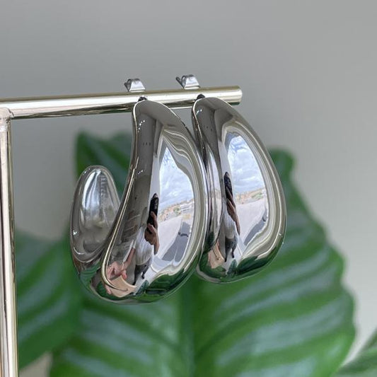 ARRACADAS LUNA CHUNKY SILVER