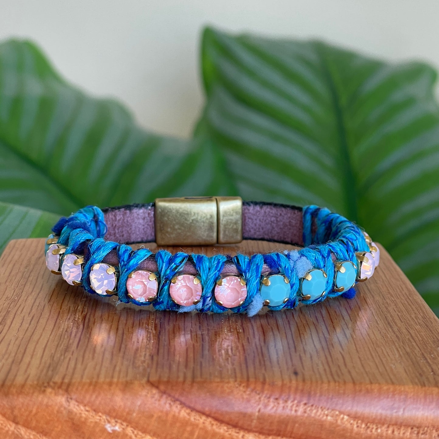 PULSERA RIVOL CRISTAL ROSA TORNASOL TURQUESA