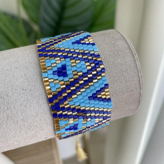 MIYUKI GRANDE DORADO CON TRIANGULOS TURQUESA