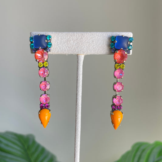ARETES LIA AZUL REY Y NARANJA