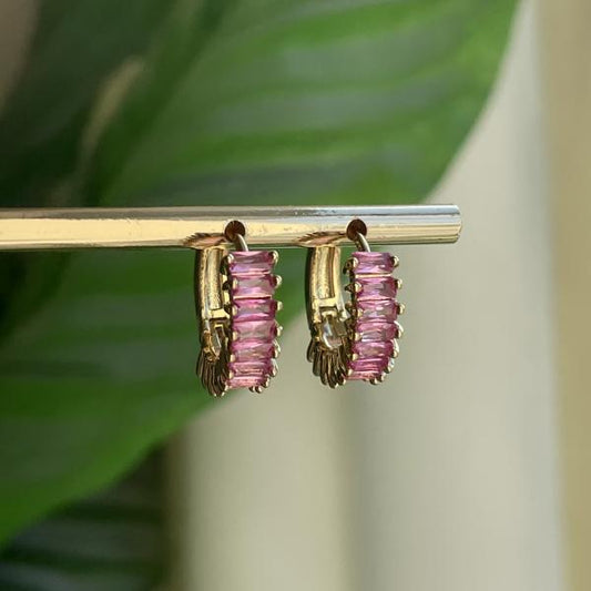 ARRACADA CRISTAL BAGUETTE ROSA