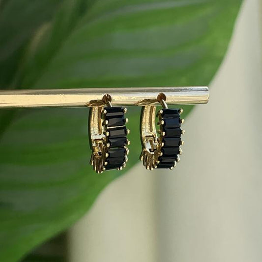 ARRACADA CRISTAL BAGUETTE NEGRO