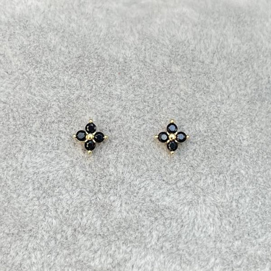 ARETES MINI FLOR CRISTAL NEGRO