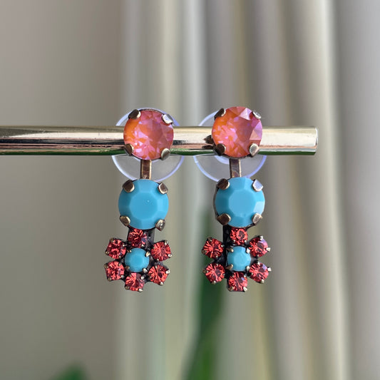 ARETES DALIA ROSA TURQUESA