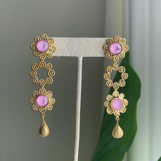 ARETES DULCINEA FLOWER EARRINGS ROSA