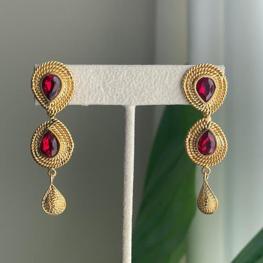 ARETES DULCINEA CRYSTAL DROPS ROJO