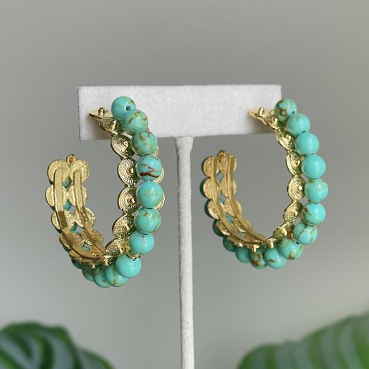 ARETES ODINA MEDIUM HOOPS TURQUESA