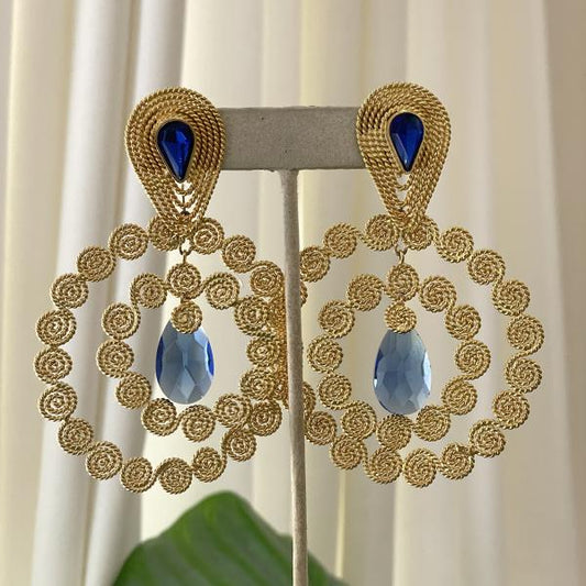 ARETE SIGNATURE CRYSTAL HOOP AZUL