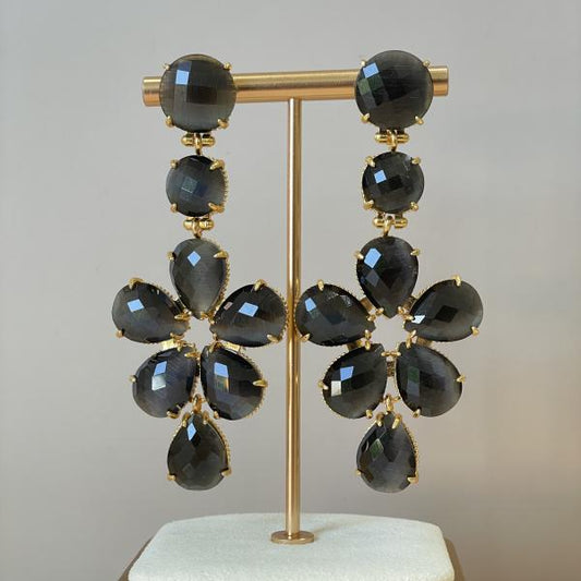 ARETES FLOR - NEGRO