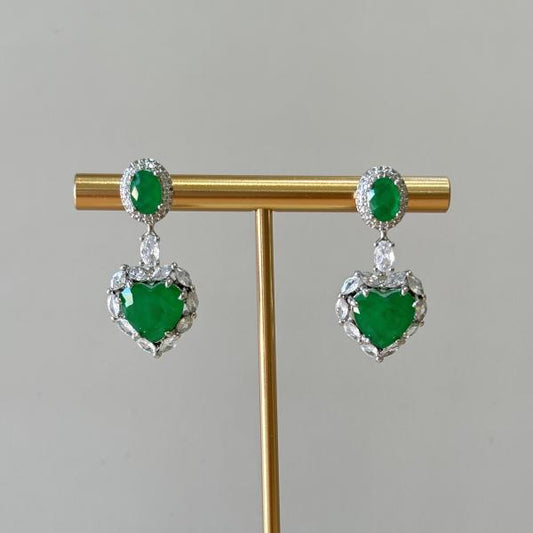 ARETES CORAZON EMERLAD