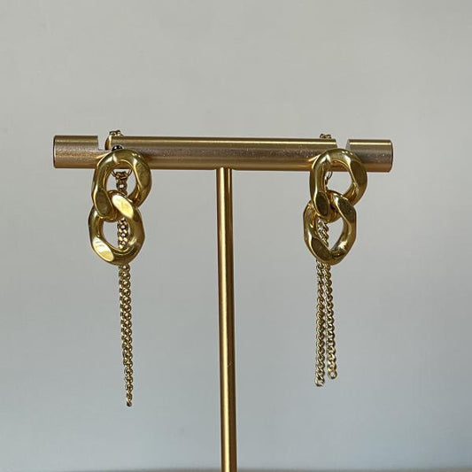 ARETES ESLABON CON CADENA