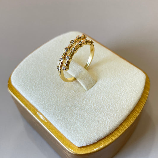 ANILLO DOS LINEAS DE CRISTALES